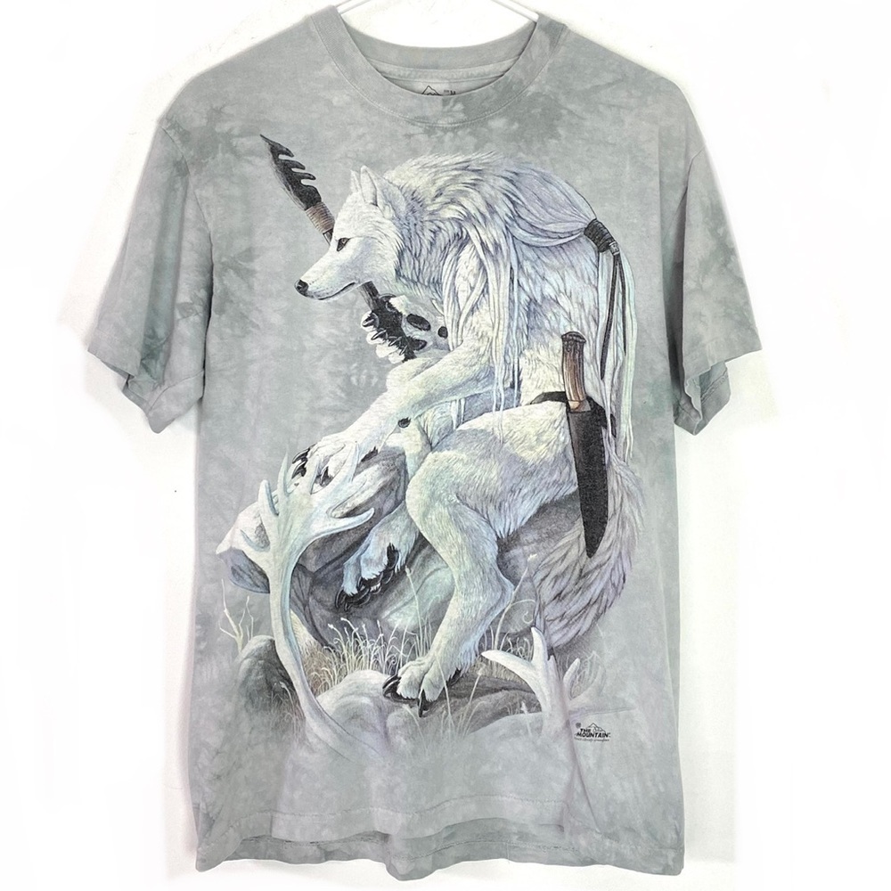 2005 The Mountain White Wolf Tie Dye Tshirt Medium